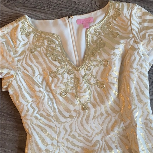 Lilly Pulitzer Gold Short Sleeve Dress - Picture 2 of 9